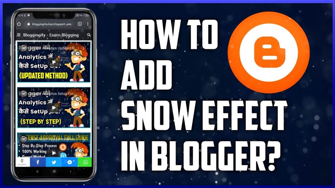 add snow effect in blogger or wordpress